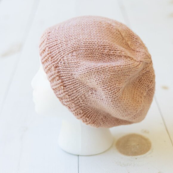 Pink Slouchy Wool Beret Beanie Hat - Picture 4 of 4